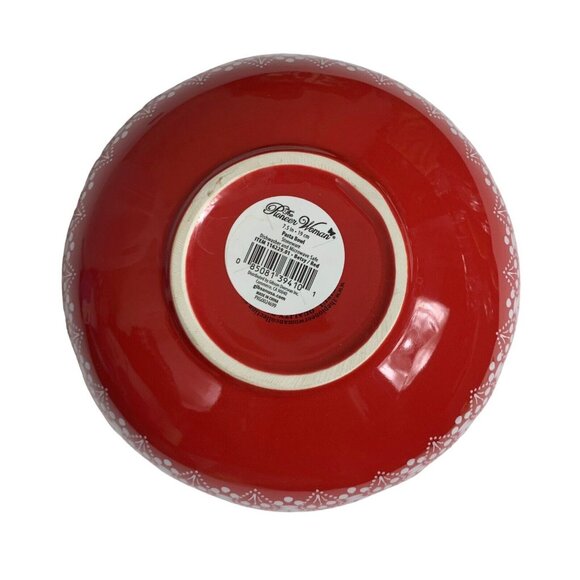 Pioneer Woman Pasta Bowl 7.5 Inch Red White Floral Print - Picture 2 of 5